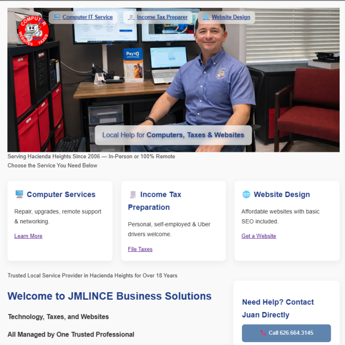 JMLINCE Computer Services Website