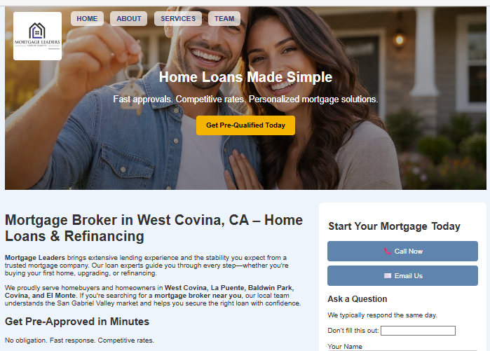 Mortgage Leaders Website Design